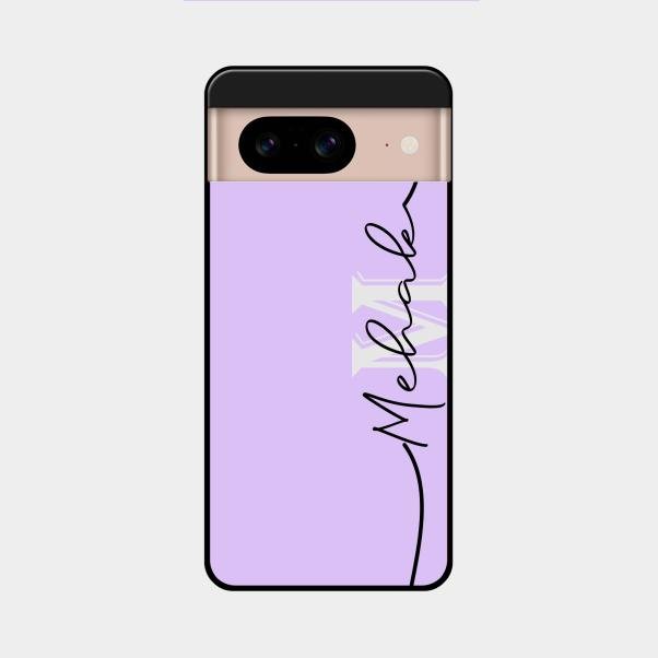 Personalized Initials Lavender Glossy Metal Case Cover For Google Pixel 8 5G