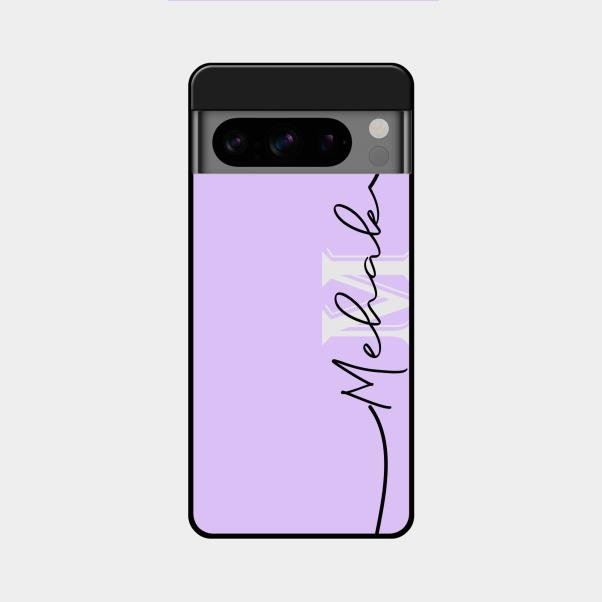 Personalized Initials Lavender Glossy Metal Case Cover For Google Pixel 8 Pro 5G