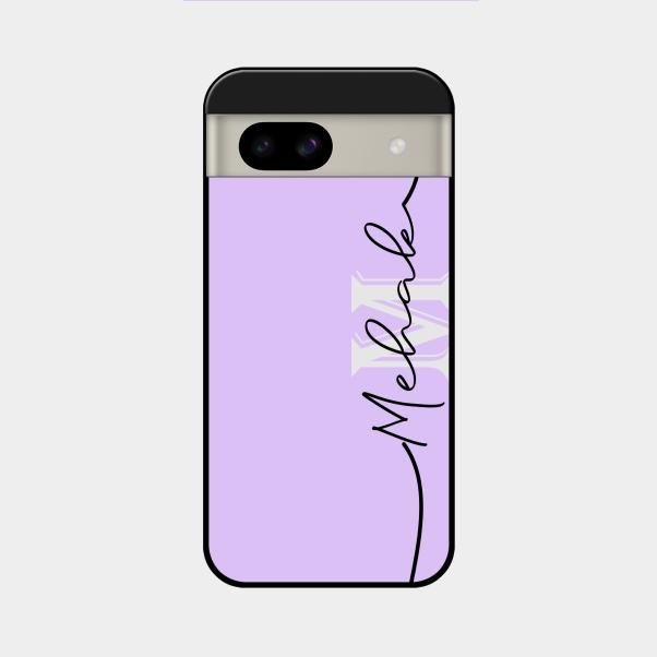 Personalized Initials Lavender Glossy Metal Case Cover For Google Pixel 8A 5G