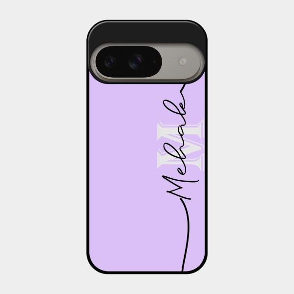 Personalized Initials Lavender Glossy Metal Case Cover For Google Pixel 9 5G