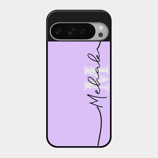 Personalized Initials Lavender Glossy Metal Case Cover For Google Pixel 9 Pro Xl