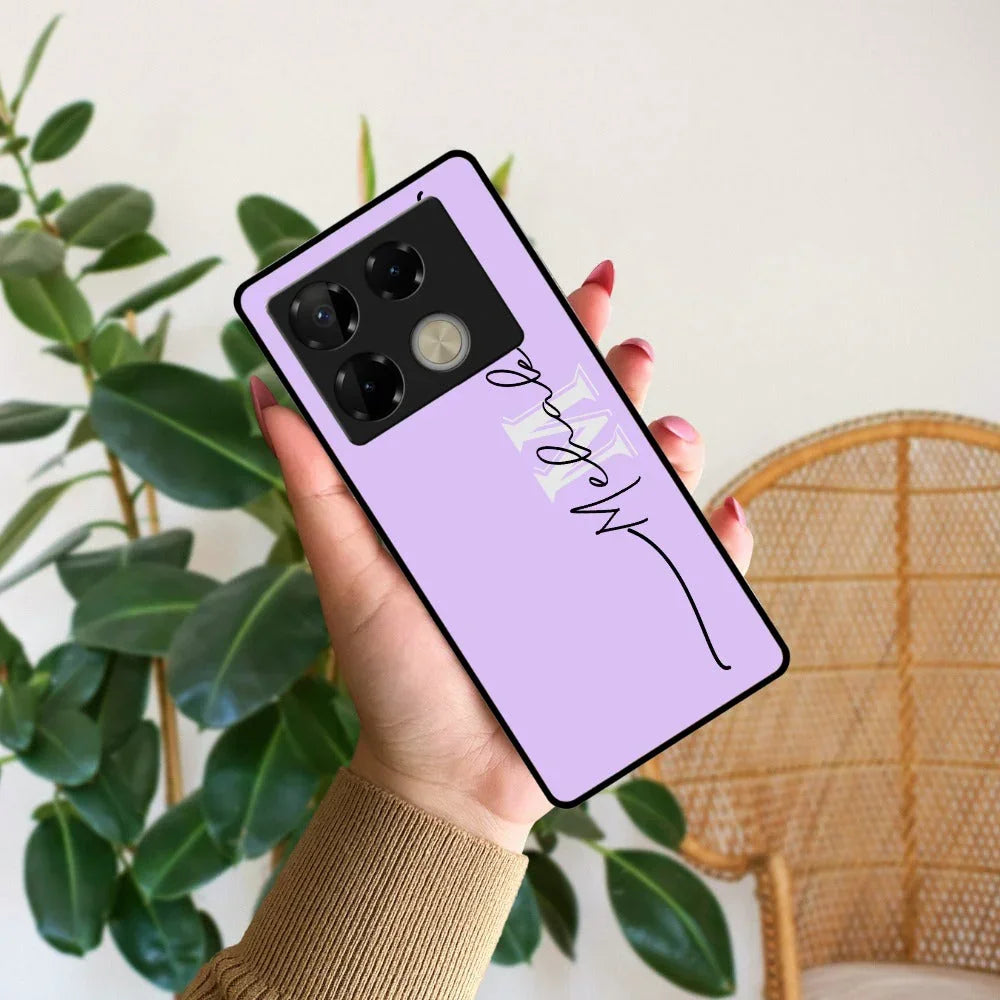 Personalized Initials Lavender Glossy Metal Case Cover For Infinix - ShopOnCliQ