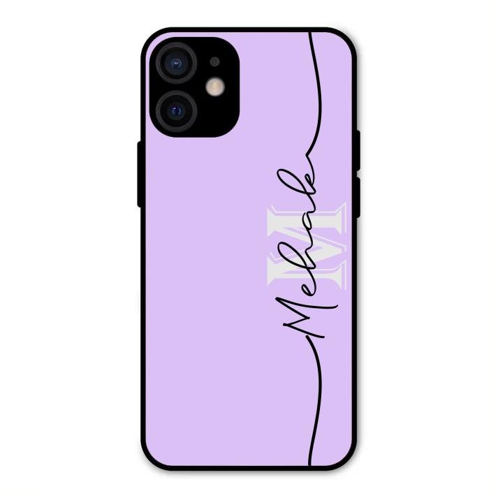 Personalized Initials Lavender Glossy Metal Case Cover For iPhone 12 mini