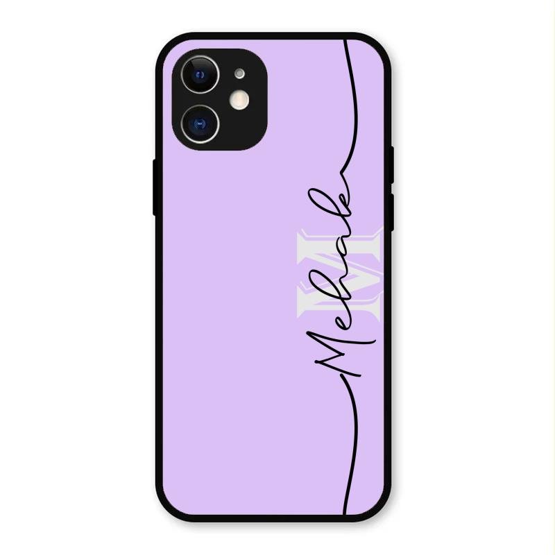 Personalized Initials Lavender Glossy Metal Case Cover For iPhone 12