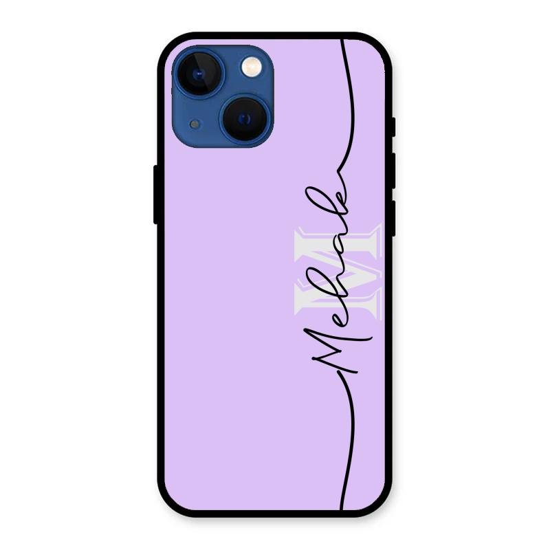 Personalized Initials Lavender Glossy Metal Case Cover For iPhone 13 mini