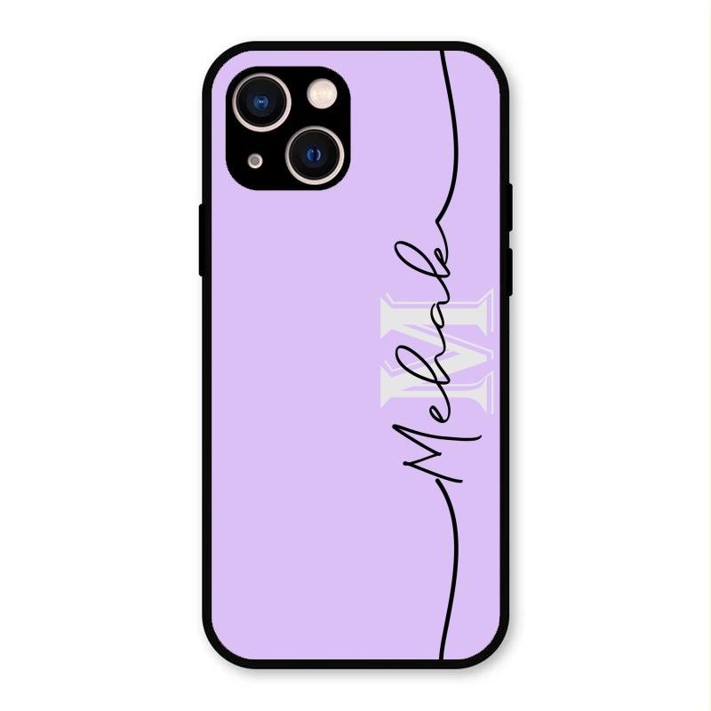 Personalized Initials Lavender Glossy Metal Case Cover For iPhone 13