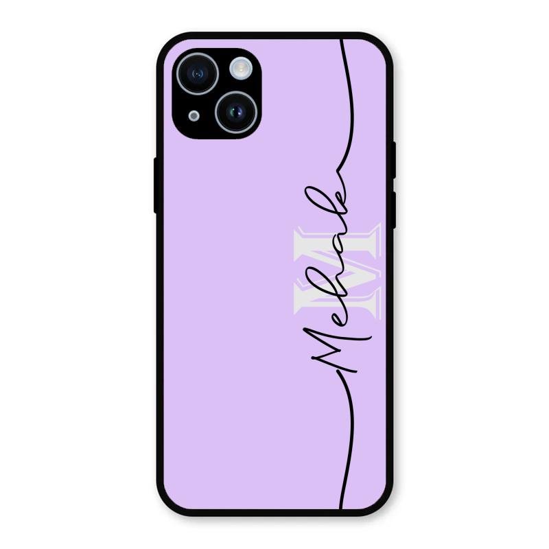 Personalized Initials Lavender Glossy Metal Case Cover For iPhone 14 Plus