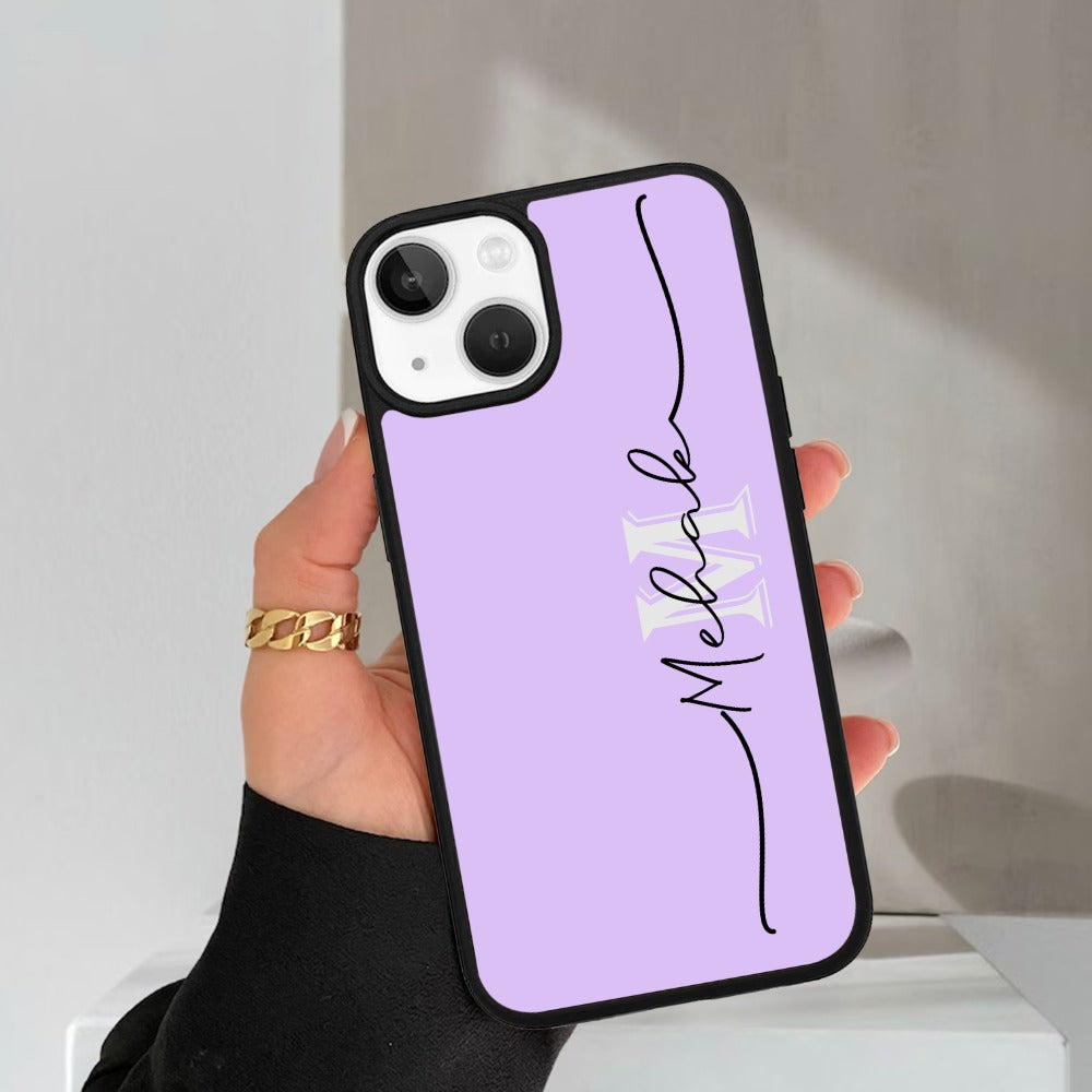 Personalized Initials Lavender Glossy Metal Case Cover For iPhone