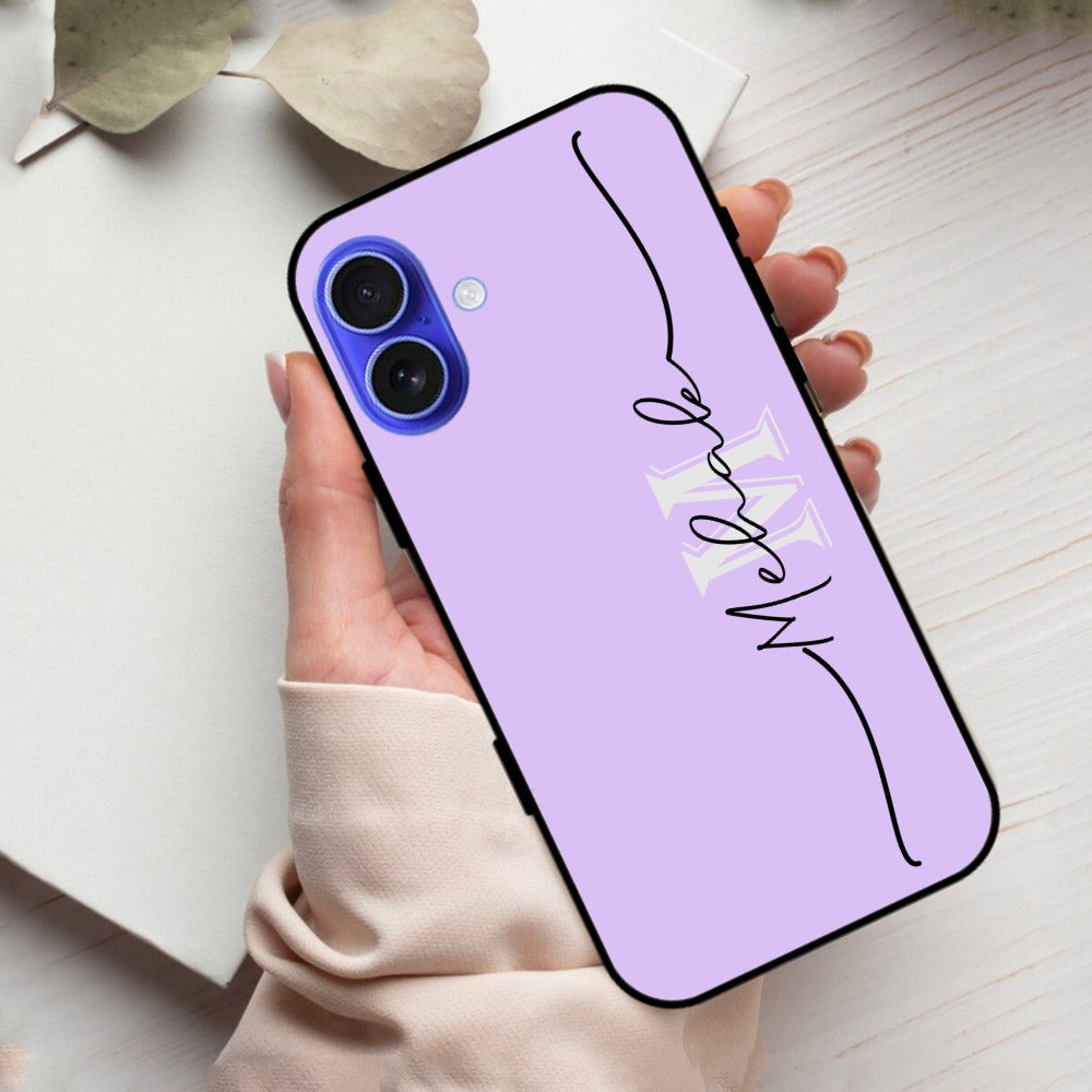 Personalized Initials Lavender Glossy Metal Case Cover For iPhone