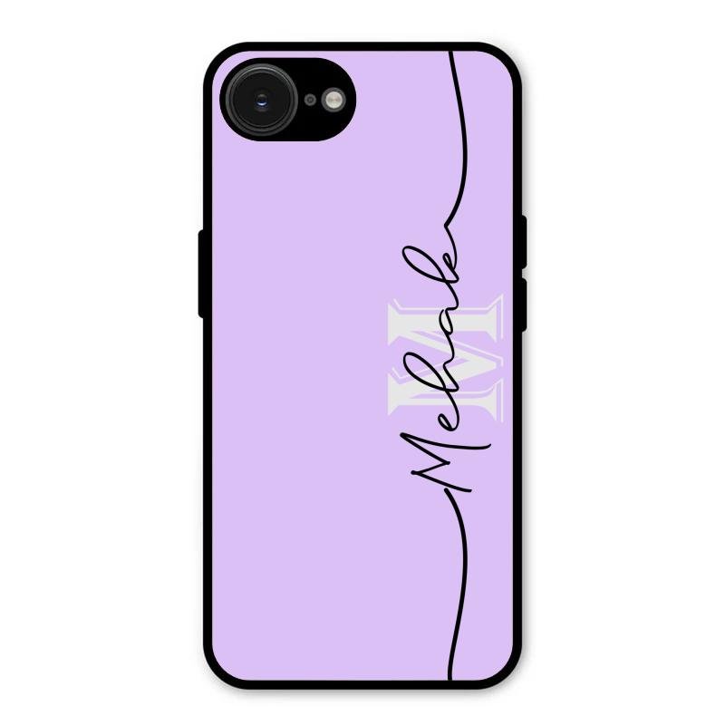 Personalized Initials Lavender Glossy Metal Case Cover For iPhone 16e