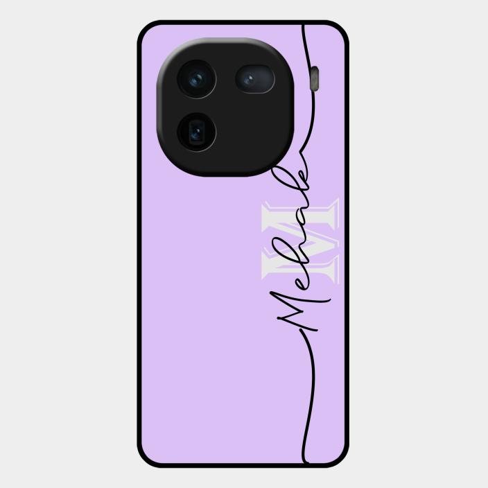 Personalized Initials Lavender Glossy Metal Case Cover For Iqoo 12 5G