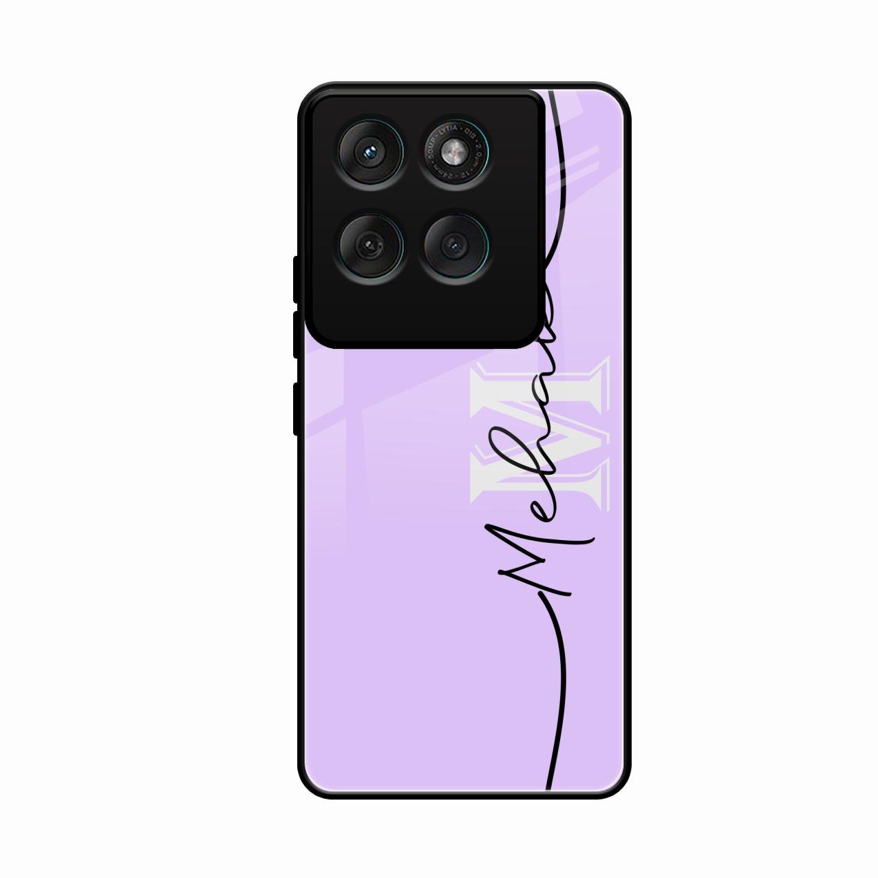 Personalized Initials Lavender Glossy Metal Case Cover For Motorola Edge 60 Pro 5G