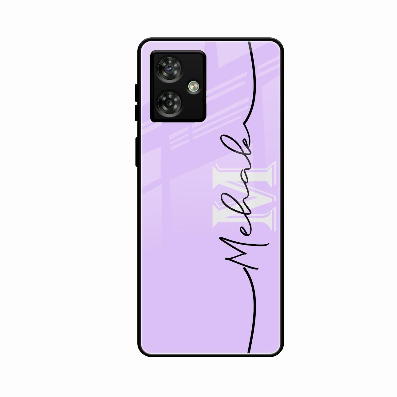 Personalized Initials Lavender Glossy Metal Case Cover For Motorola G64 5G