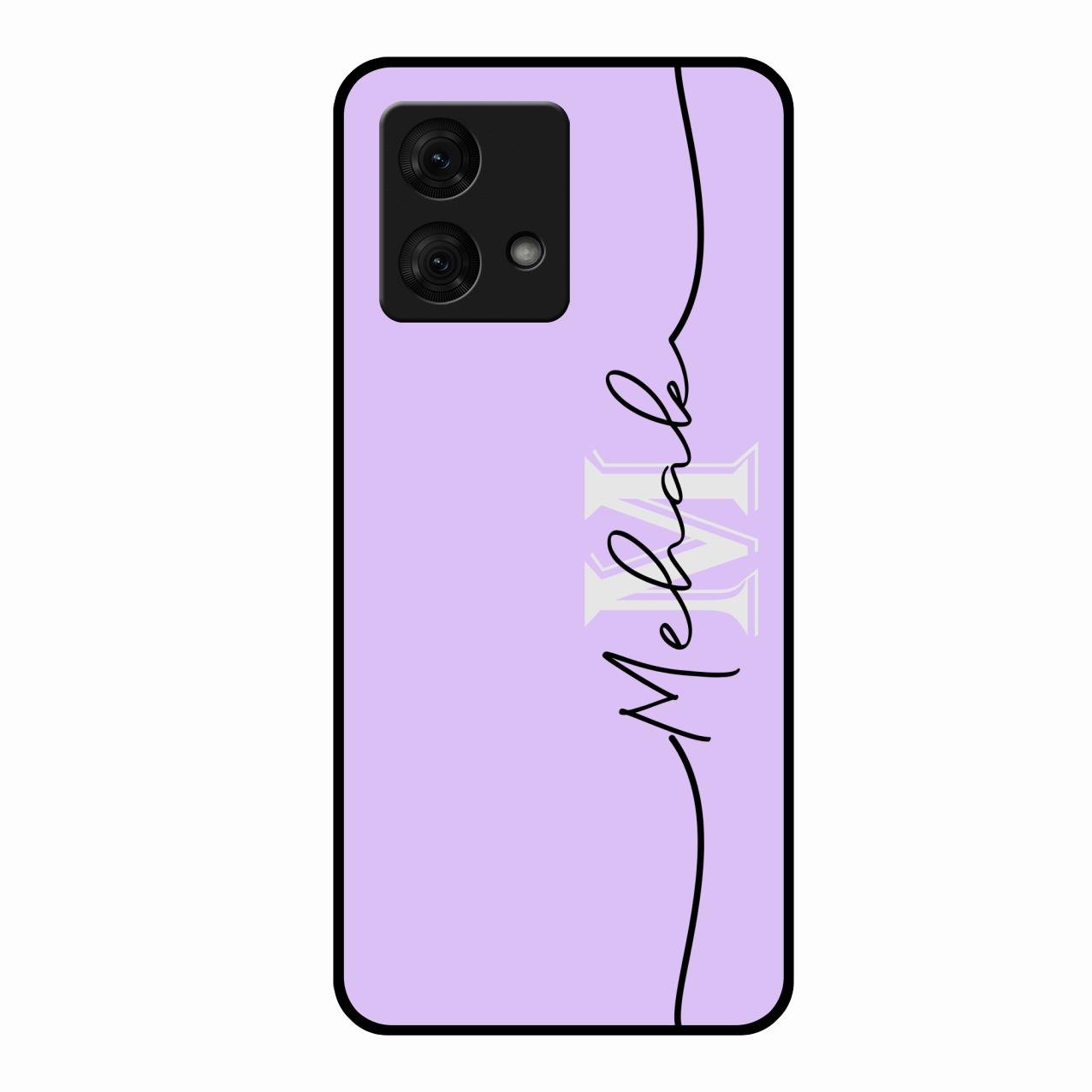 Personalized Initials Lavender Glossy Metal Case Cover For Motorola g84 5G