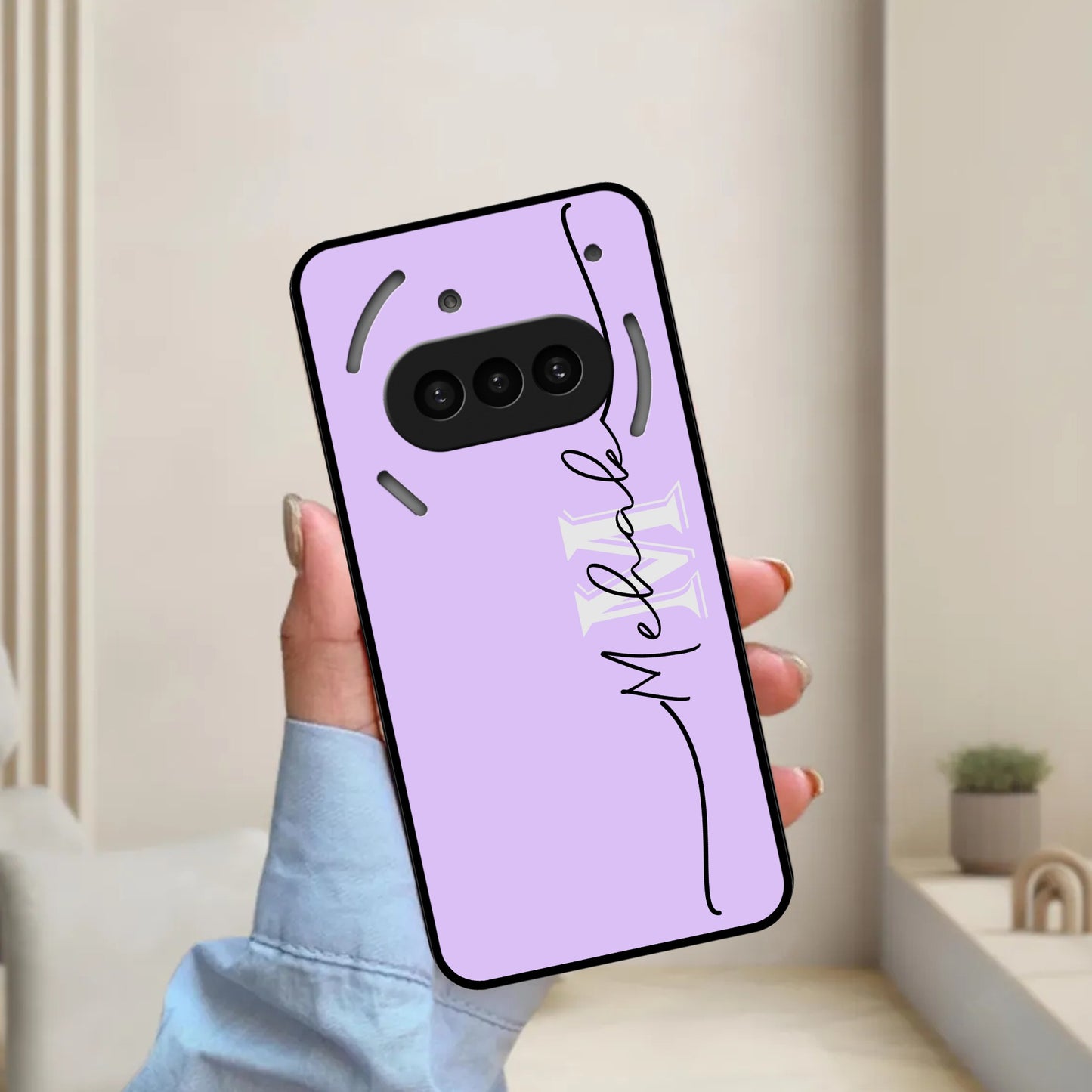 Personalized Initials Lavender Glossy Metal Case Cover For Nothing