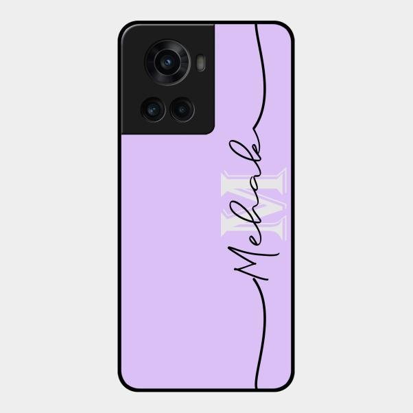Personalized Initials Lavender Glossy Metal Case Cover For Oneplus 10R 5G