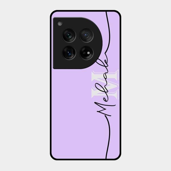 Personalized Initials Lavender Glossy Metal Case Cover For Oneplus 12 5G
