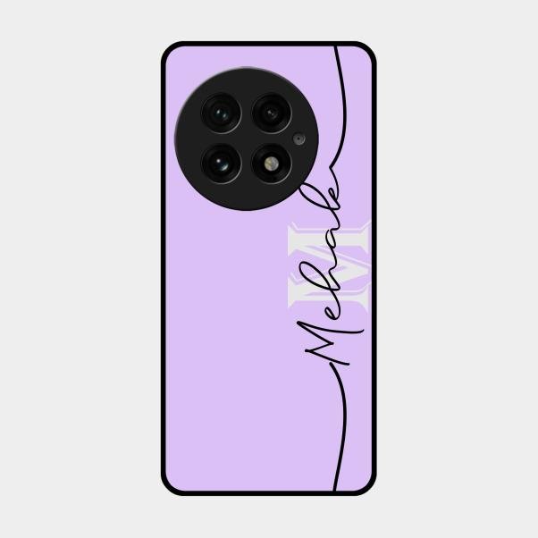 Personalized Initials Lavender Glossy Metal Case Cover For Oneplus 13 5G