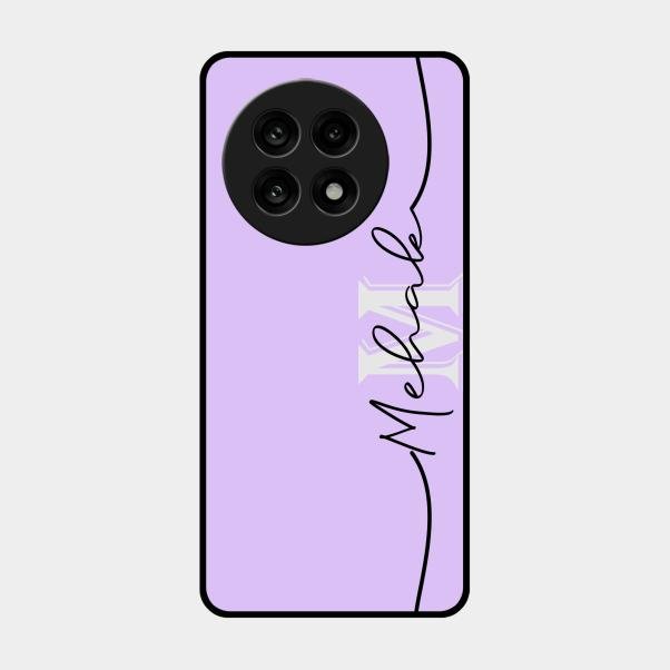Personalized Initials Lavender Glossy Metal Case Cover For Oneplus 13R 5G