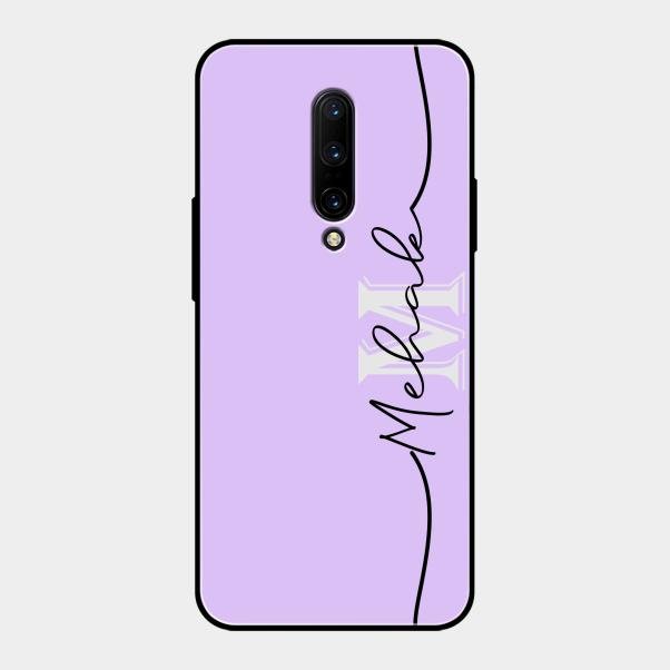 Personalized Initials Lavender Glossy Metal Case Cover For Oneplus 7 Pro