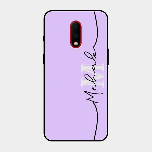 Personalized Initials Lavender Glossy Metal Case Cover For Oneplus 7
