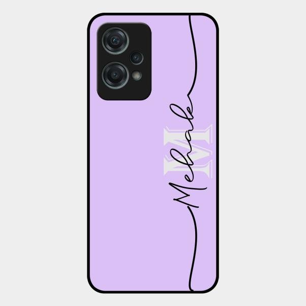 Personalized Initials Lavender Glossy Metal Case Cover For Oneplus Nord Ce 2 Lite 5G