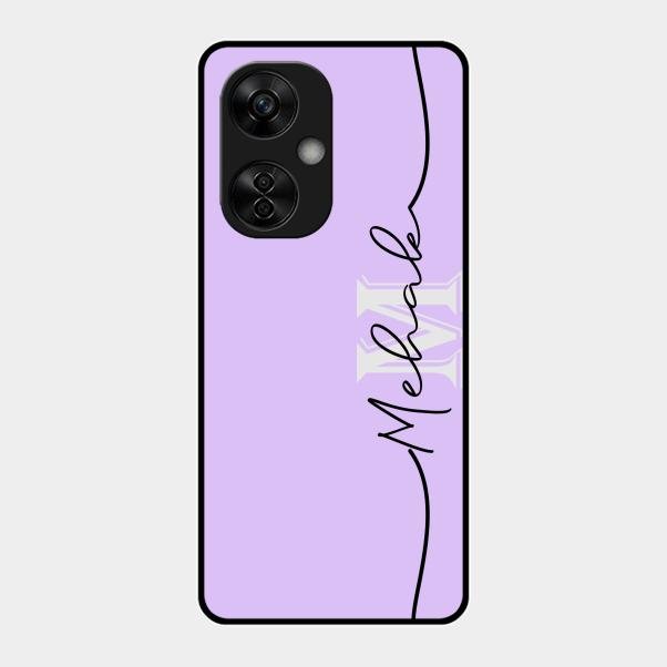 Personalized Initials Lavender Glossy Metal Case Cover For Oneplus Nord Ce 3 Lite 5G