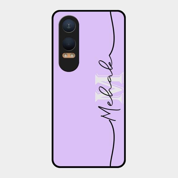 Personalized Initials Lavender Glossy Metal Case Cover For Oneplus Nord Ce 4 Lite 5G