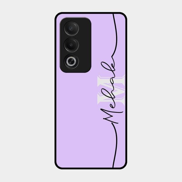 Personalized Initials Lavender Glossy Metal Case Cover For Oppo A3 Pro 5G