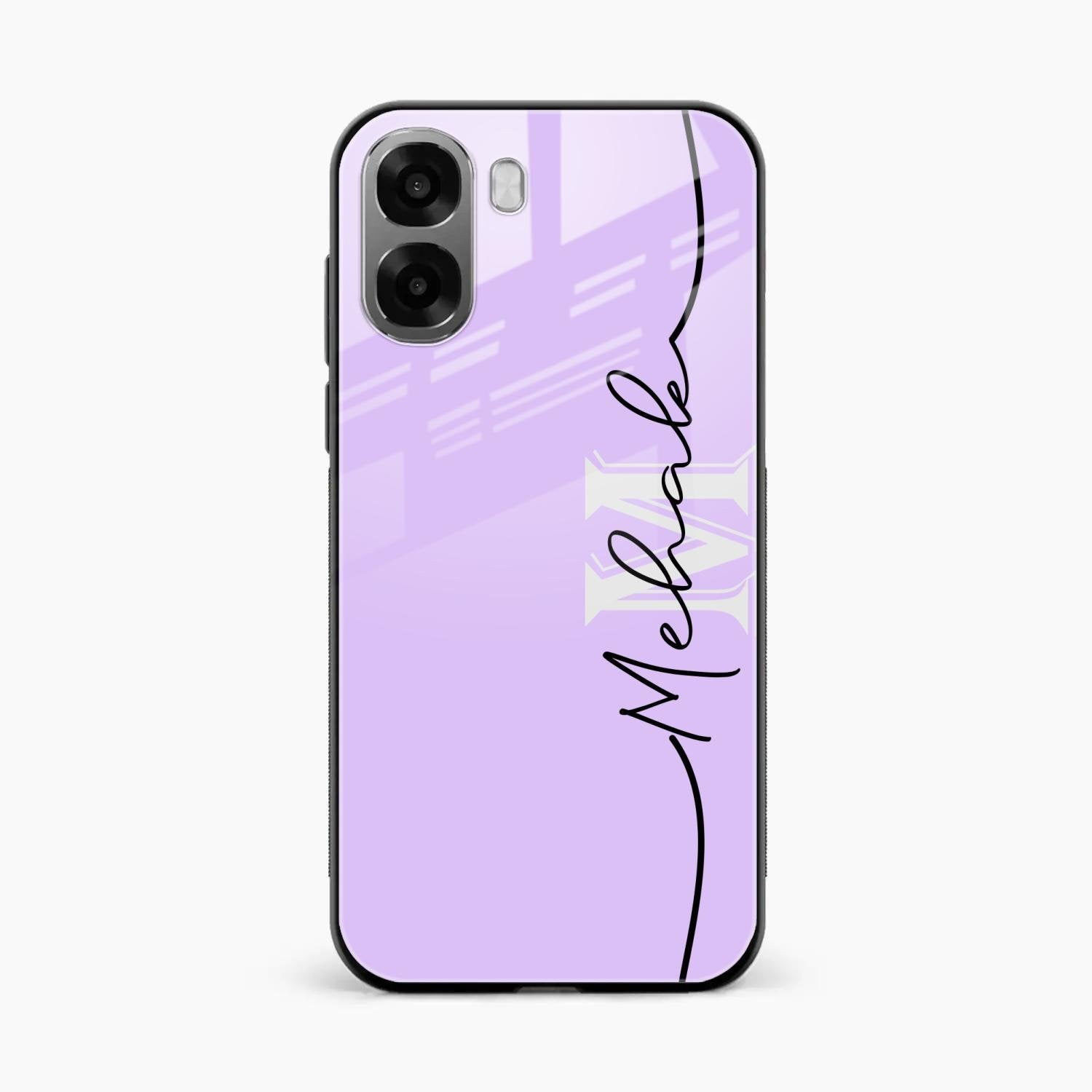 Personalized Initials Lavender Glossy Metal Case Cover For Oppo A6X 5G