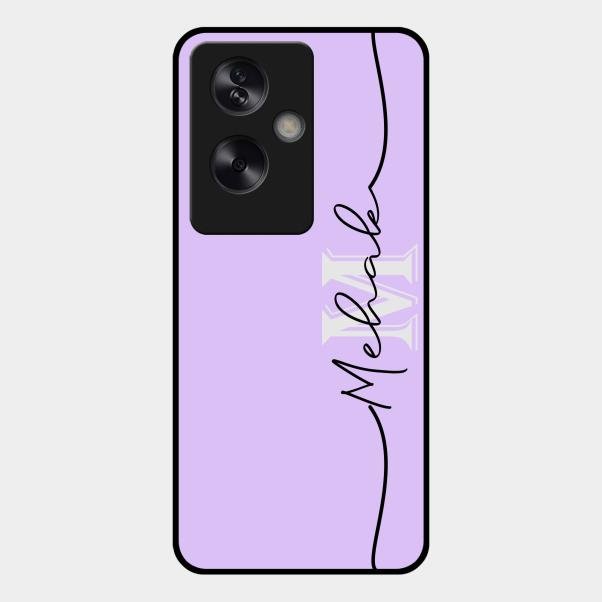 Personalized Initials Lavender Glossy Metal Case Cover For Oppo A79 5G