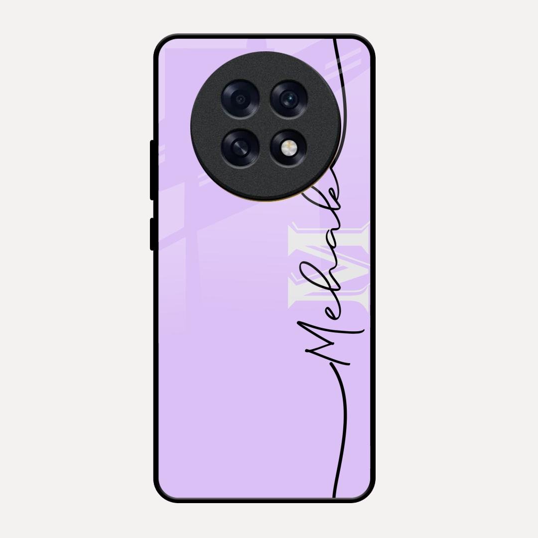 Personalized Initials Lavender Glossy Metal Case Cover For Oppo F31 Pro Plus 5G