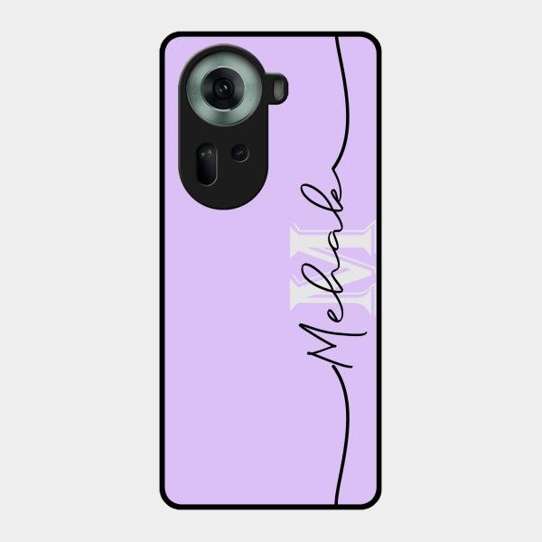 Personalized Initials Lavender Glossy Metal Case Cover For Oppo Reno 11 5G