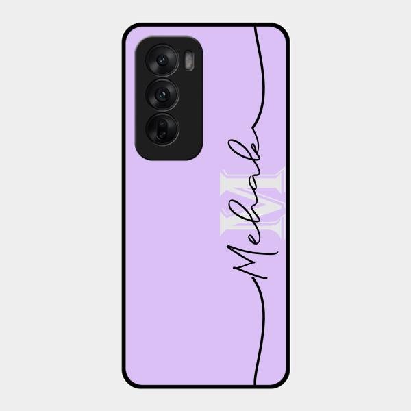 Personalized Initials Lavender Glossy Metal Case Cover For Oppo Reno 12 5G