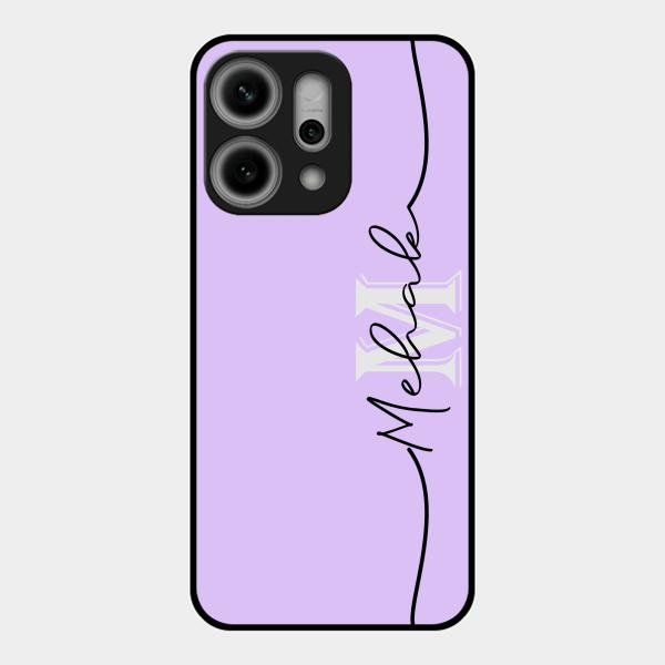 Personalized Initials Lavender Glossy Metal Case Cover For Oppo Reno 14 Pro 5G