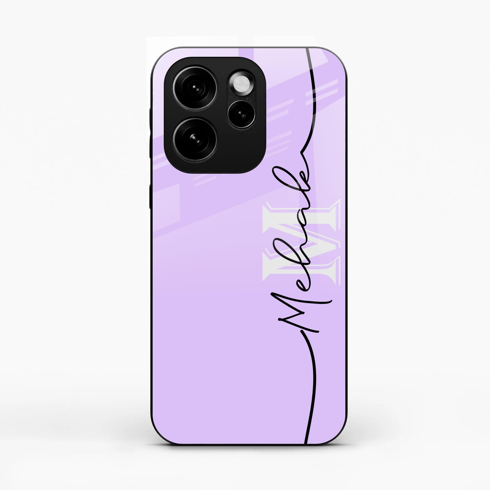 Personalized Initials Lavender Glossy Metal Case Cover For Oppo Reno 15C 5G