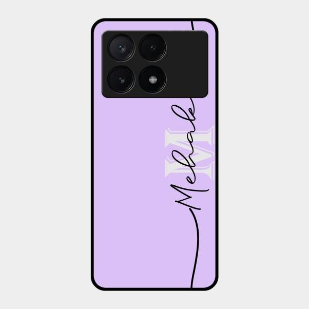 Personalized Initials Lavender Glossy Metal Case Cover For Poco X6 Pro 5G