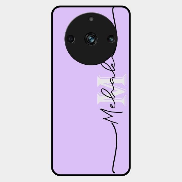 Personalized Initials Lavender Glossy Metal Case Cover For Realme 11 Pro Plus 5G