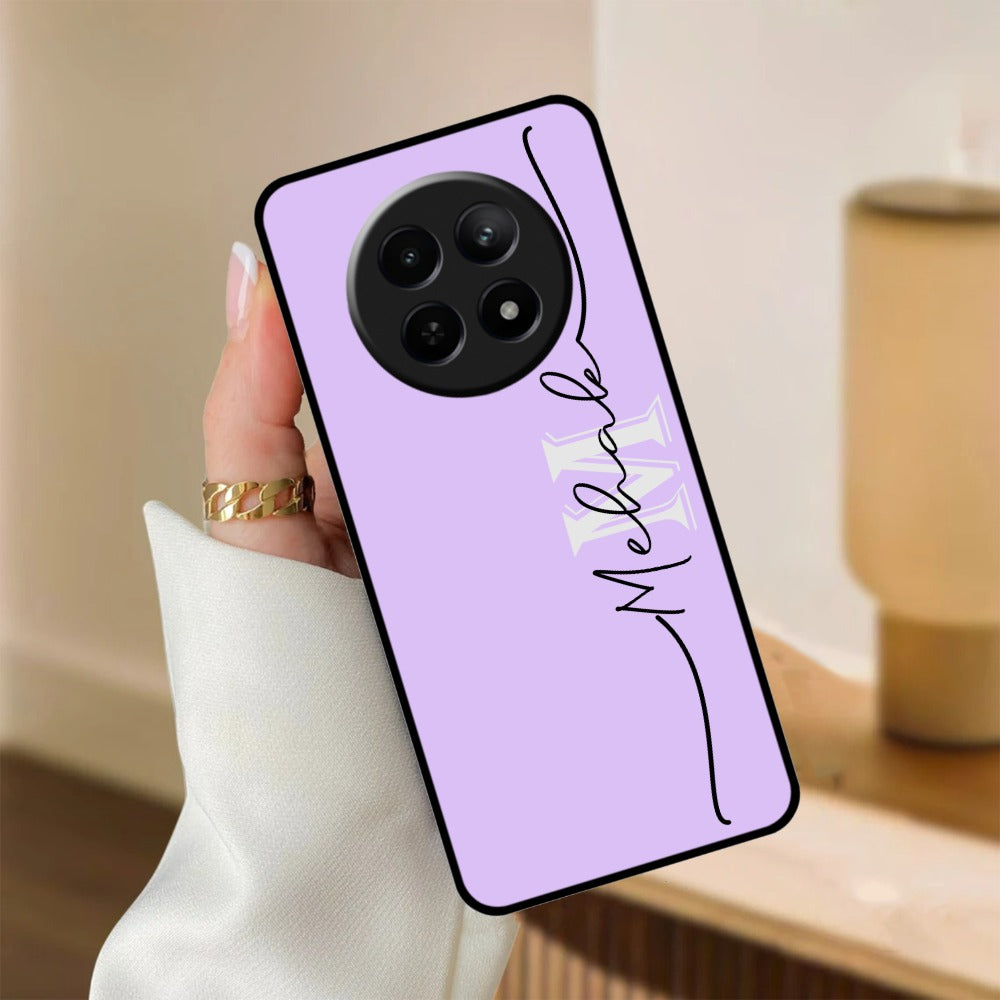 Personalized Initials Lavender Glossy Customised Metal Case Cover For Realme