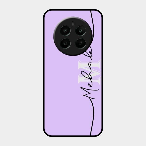 Personalized Initials Lavender Glossy Metal Case Cover For Realme 12 Plus 5G