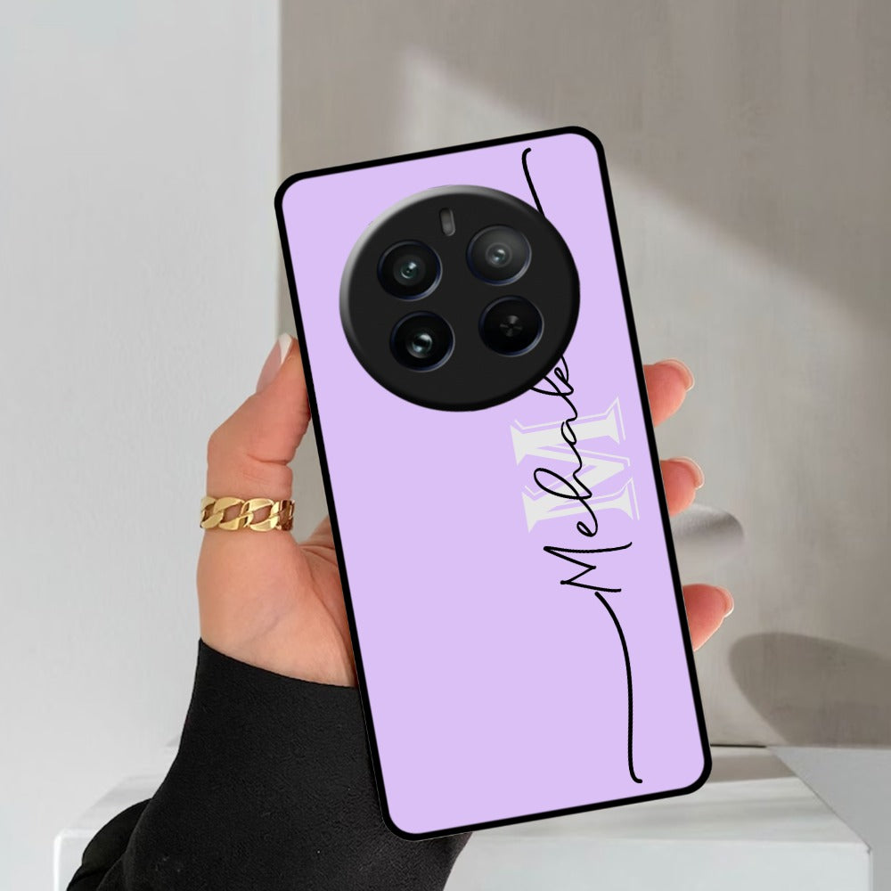 Personalized Initials Lavender Glossy Customised Metal Case Cover For Realme