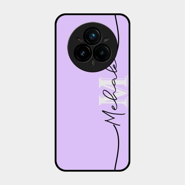 Personalized Initials Lavender Glossy Metal Case Cover For Realme 14 Pro 5G