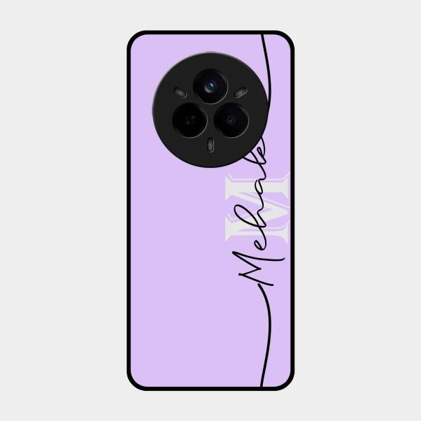 Personalized Initials Lavender Glossy Metal Case Cover For Realme 14 Pro Plus 5G