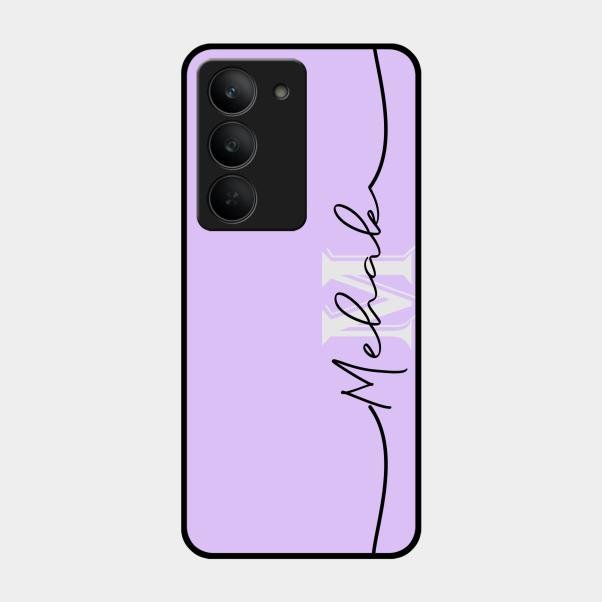 Personalized Initials Lavender Glossy Metal Case Cover For Realme 14X 5G