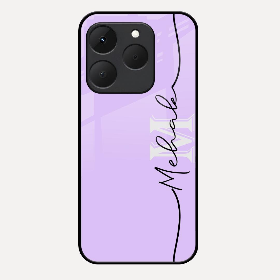 Personalized Initials Lavender Glossy Metal Case Cover For Realme 15T 5G