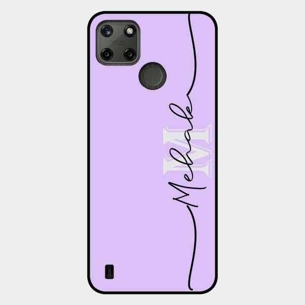 Personalized Initials Lavender Glossy Metal Case Cover For Realme C25Y