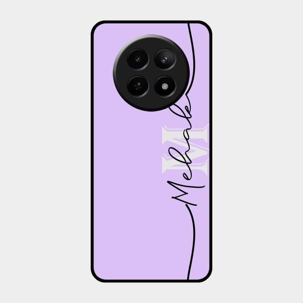 Personalized Initials Lavender Glossy Metal Case Cover For Realme C65 5G