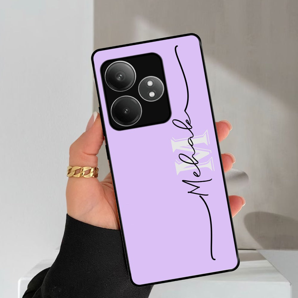 Personalized Initials Lavender Glossy Customised Metal Case Cover For Realme