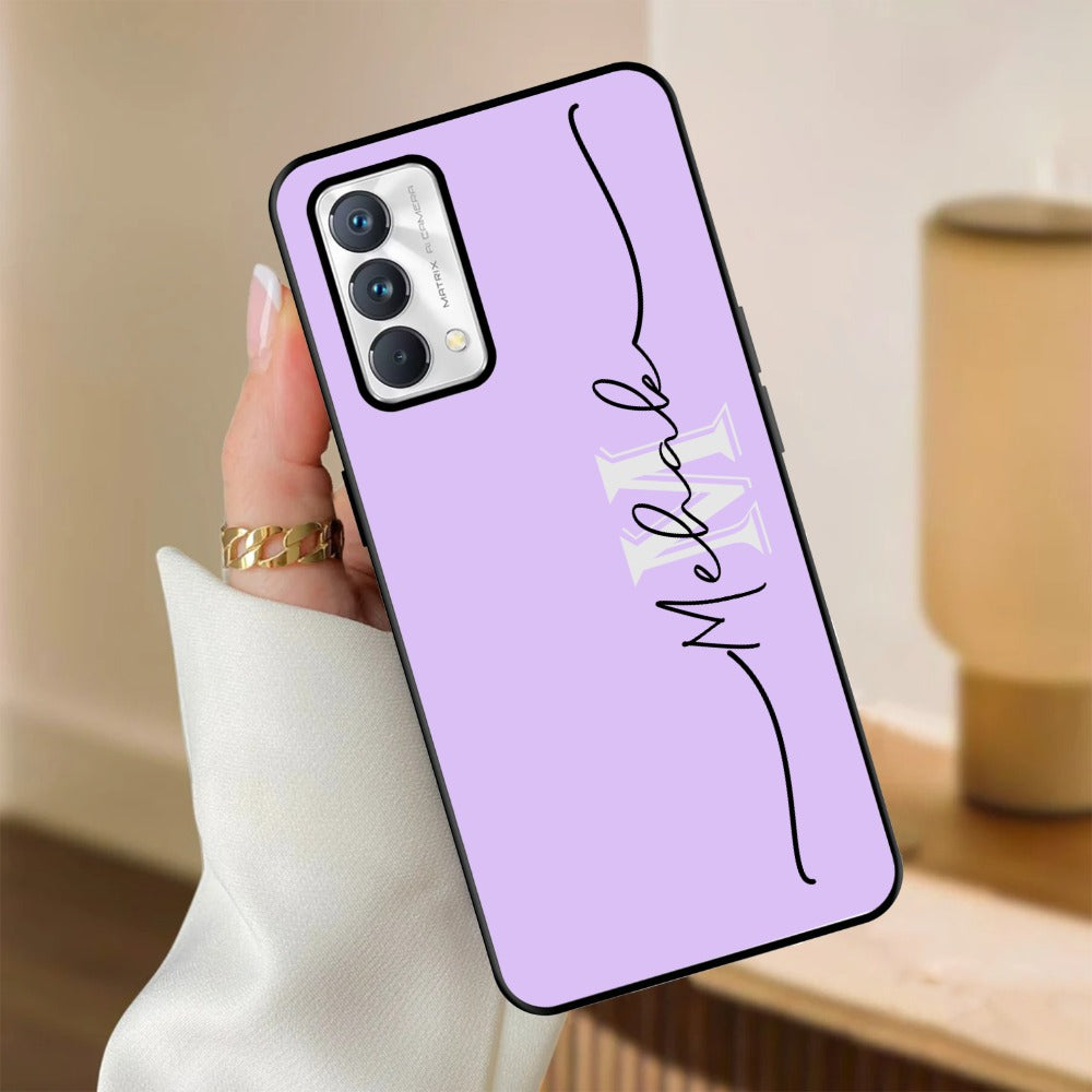 Personalized Initials Lavender Glossy Customised Metal Case Cover For Realme