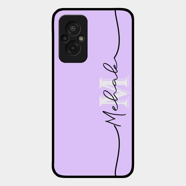 Personalized Initials Lavender Glossy Metal Case Cover For Redmi 11 Prime 4G
